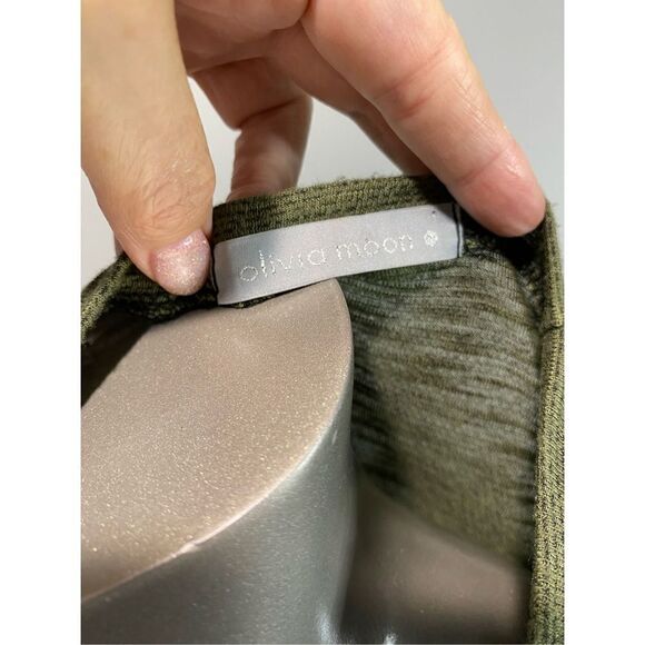 Med, Olivia Moon army green with black quilted vegan leather shoulder detail. - Picture 2 of 6